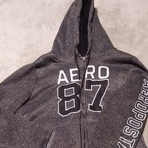 Aero 87 Gray Hoodie Zippered Medium Men's